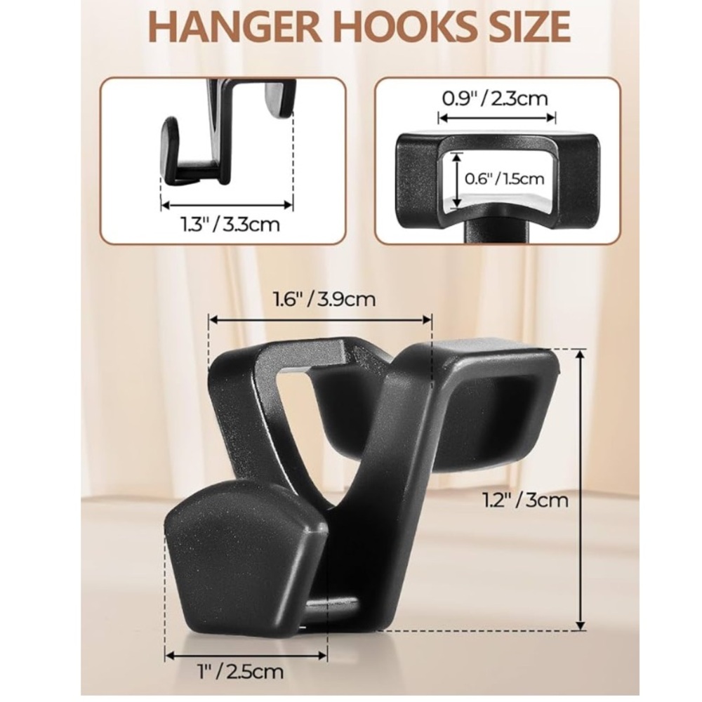 Space Saving Hanger Hooks 50 Pack, Black Clothes Hanger Connector Hooks - Picture 3 of 8